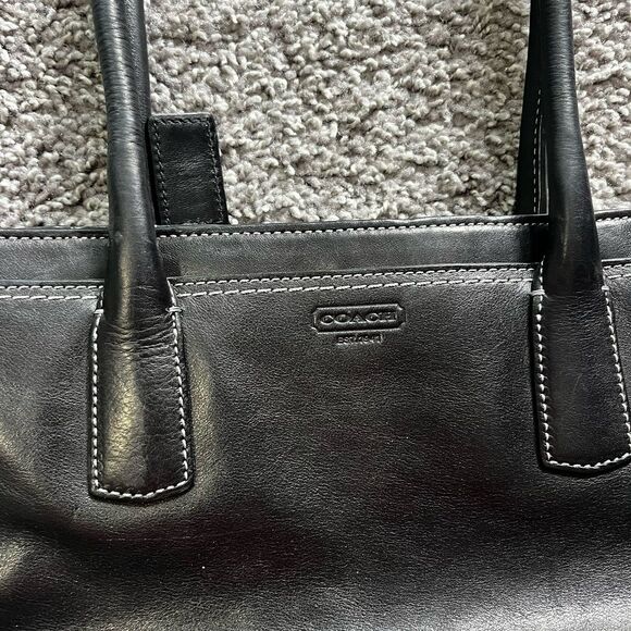Vintage Coach Madeline Top Handle Satchel Handbag Black Leather 12482 - Picture 4 of 11